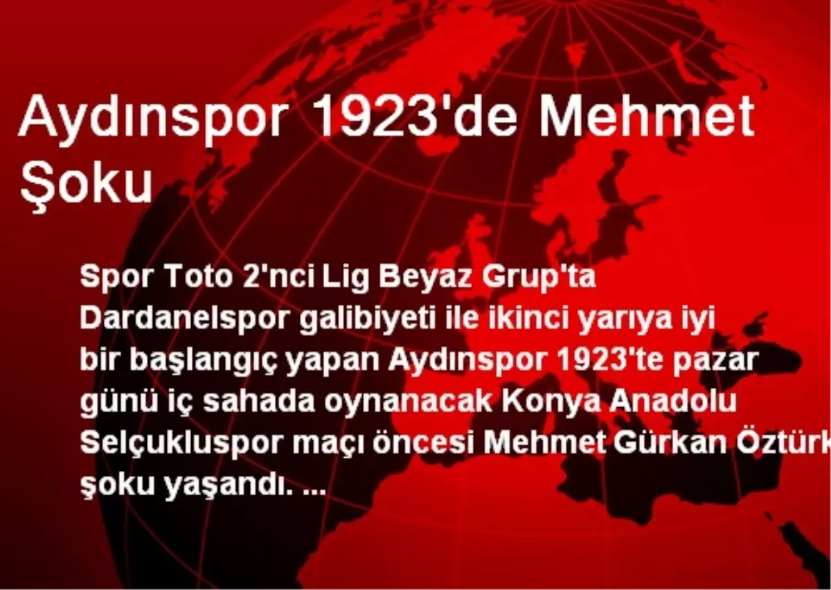 Aydınspor 1923\'de Mehmet Şoku