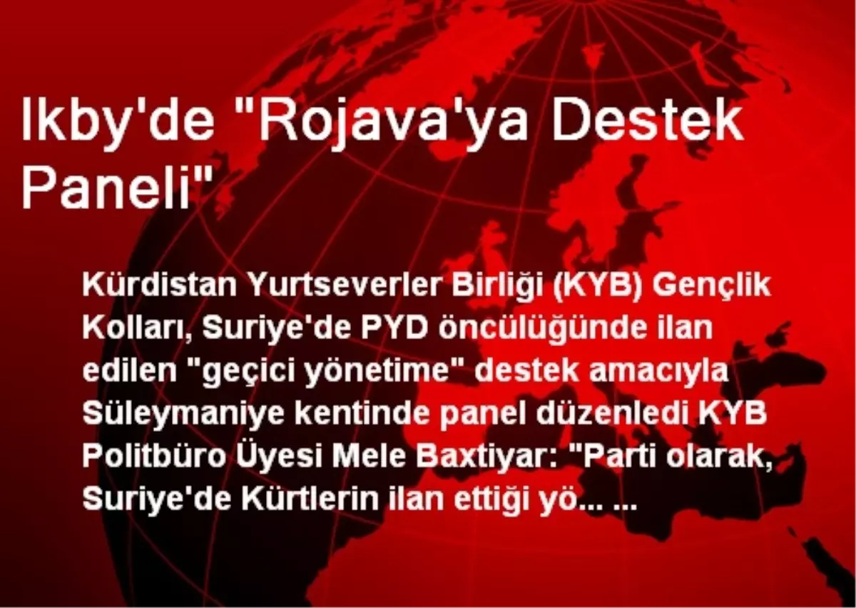 Ikby\'de "Rojava\'ya Destek Paneli"