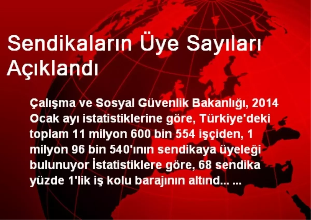 Sendikaların Üye Sayıları Açıklandı