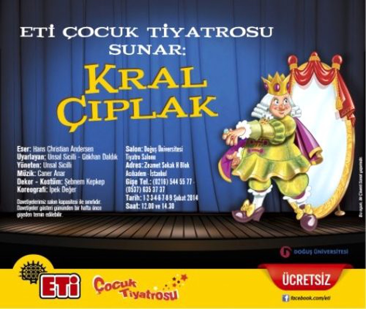 ETİ Çocuk Tiyatrosu, "Kral Çıplak"ı Sömestrda İstanbul\'da Sergileyecek