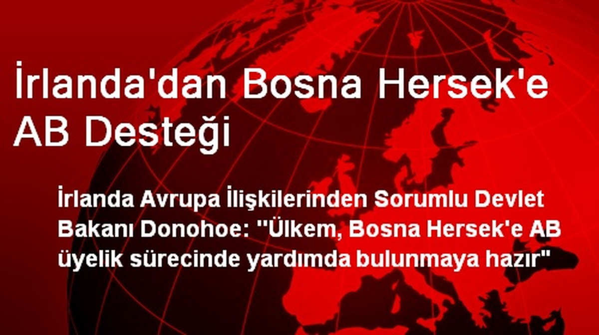 İrlanda\'dan Bosna Hersek\'e AB Desteği
