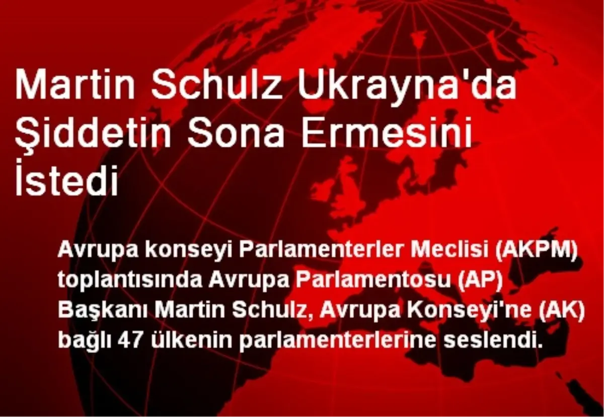 Martin Schulz, Ukrayna\'da Şiddetin Sona Ermesini İstedi