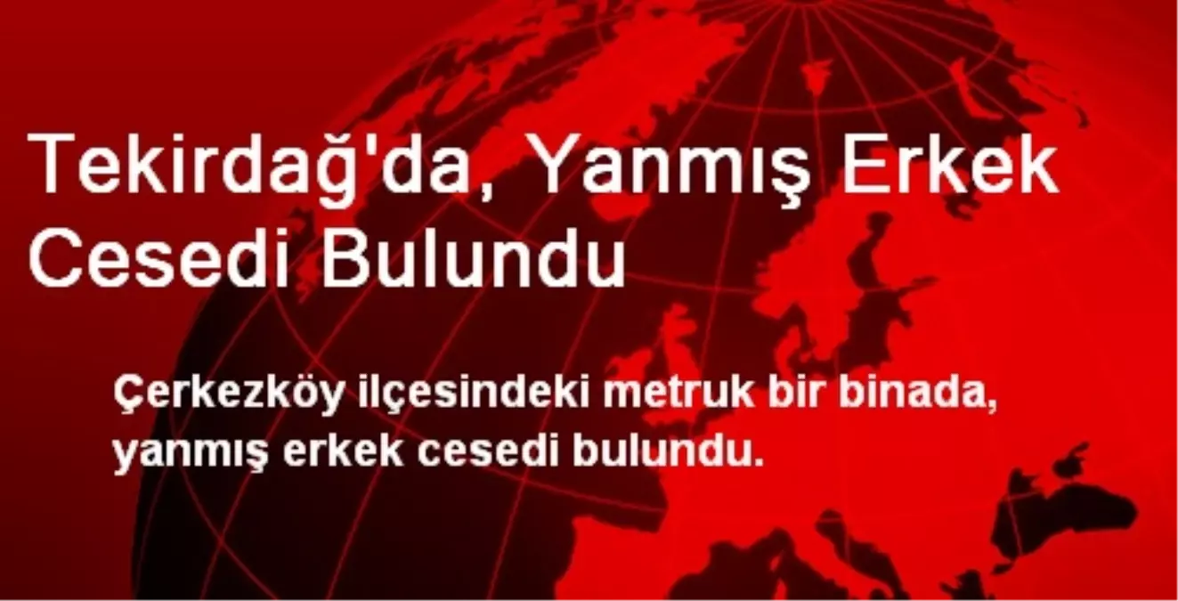 Tekirdağ\'da, Yanmış Erkek Cesedi Bulundu