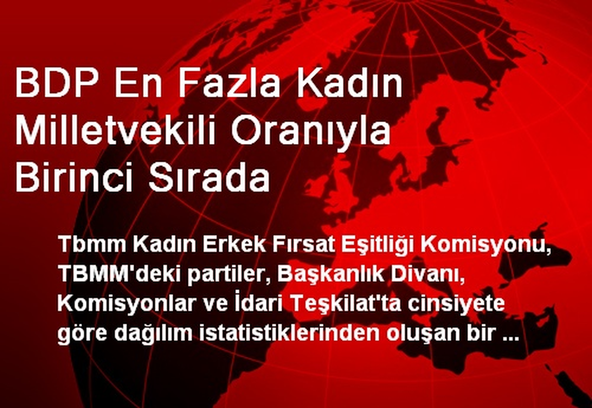 BDP En Fazla Kadın Milletvekili Oranıyla Birinci Sırada
