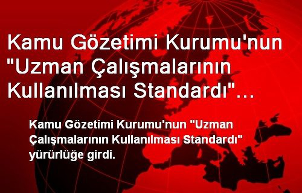 Kamu Gözetimi Kurumu\'nun "Uzman Çalışmalarının Kullanılması Standardı" Yürürlüğe Girdi