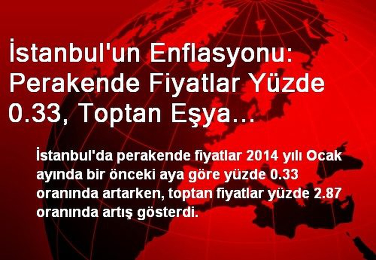 İstanbul\'un Enflasyonu: Perakende Fiyatlar Yüzde 0.33, Toptan Eşya Fiyatları Yüzde 2.87 Arttı