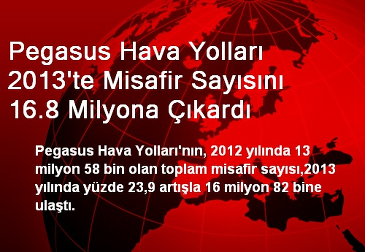 Pegasus Hava Yolları Misafir Sayısını 16,8 Milyona Çıkardı