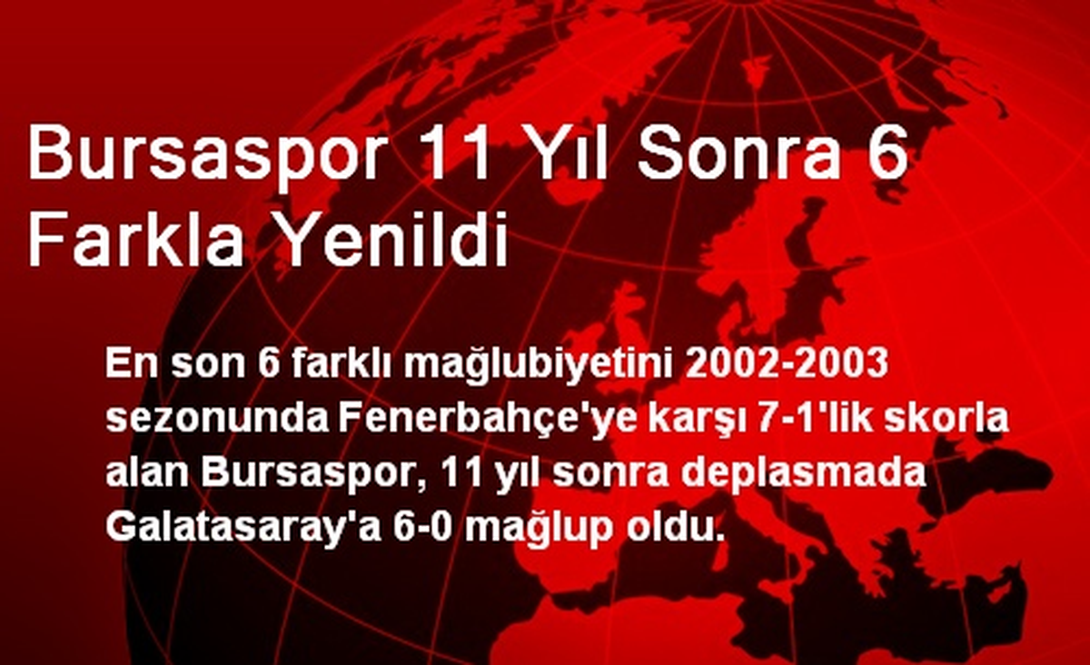 Bursaspor 11 Yıl Sonra 6 Farkla Yenildi