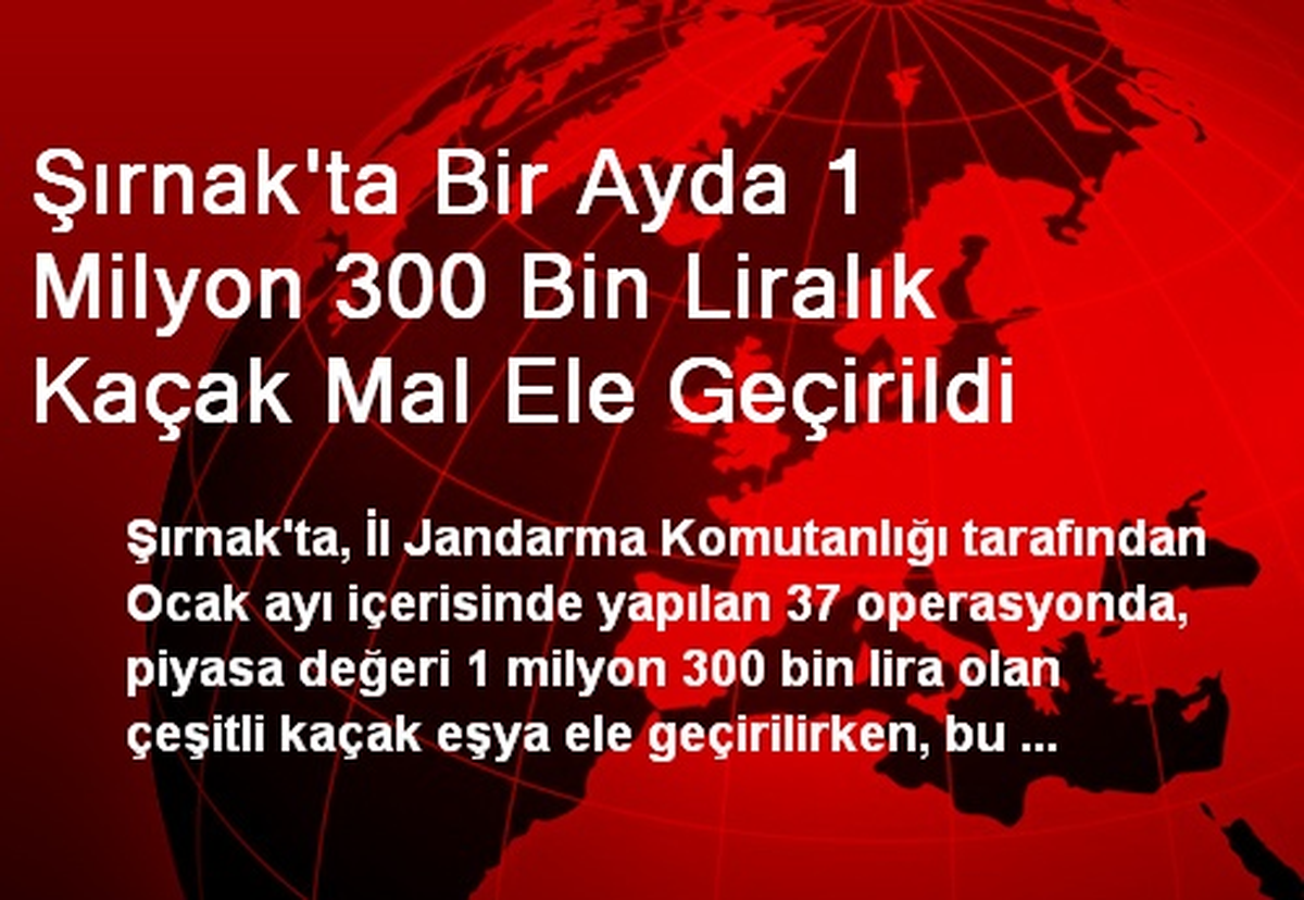 Şırnak\'ta Bir Ayda 1 Milyon 300 Bin Liralık Kaçak Mal Ele Geçirildi