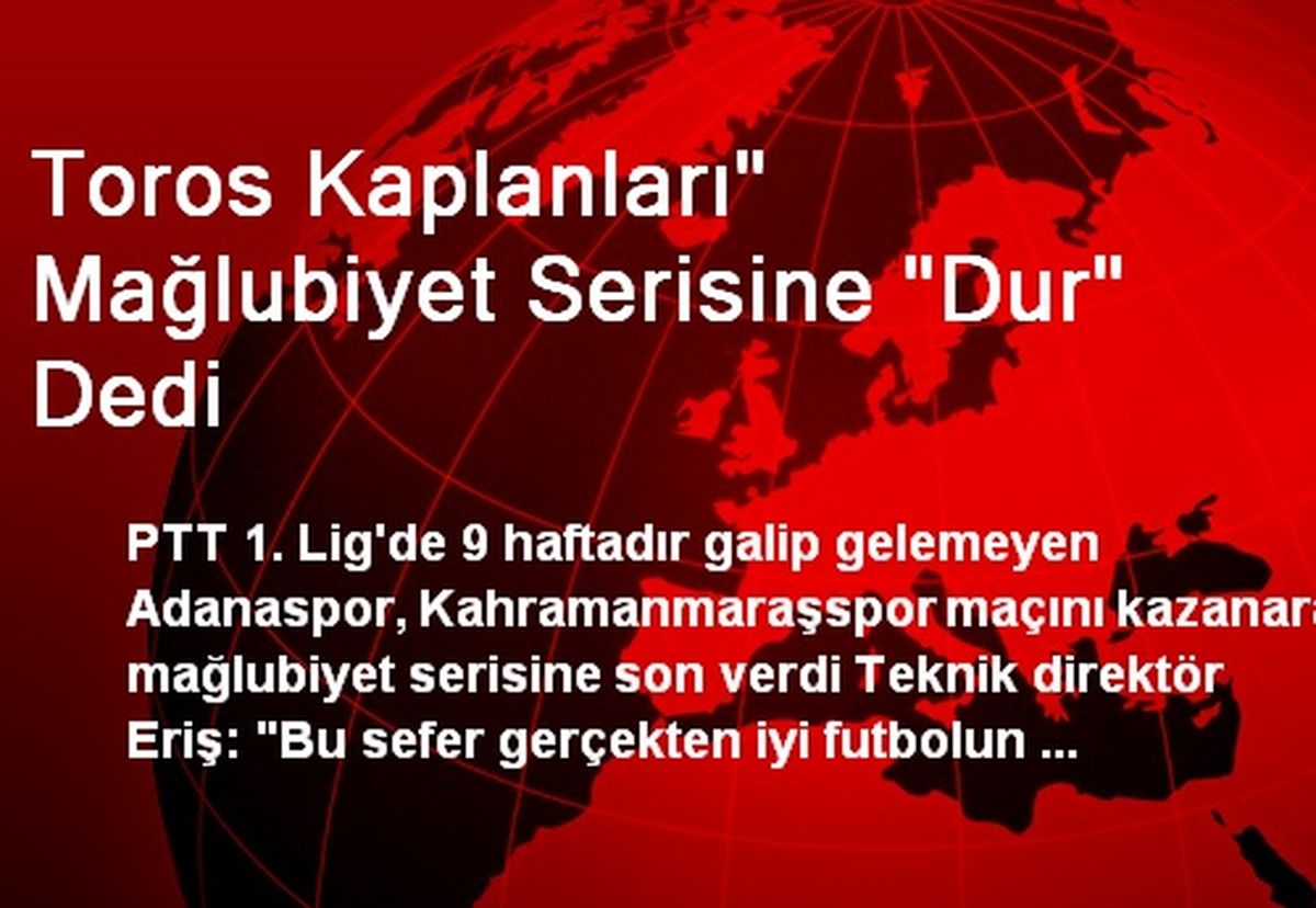 Toros Kaplanları" Mağlubiyet Serisine "Dur" Dedi