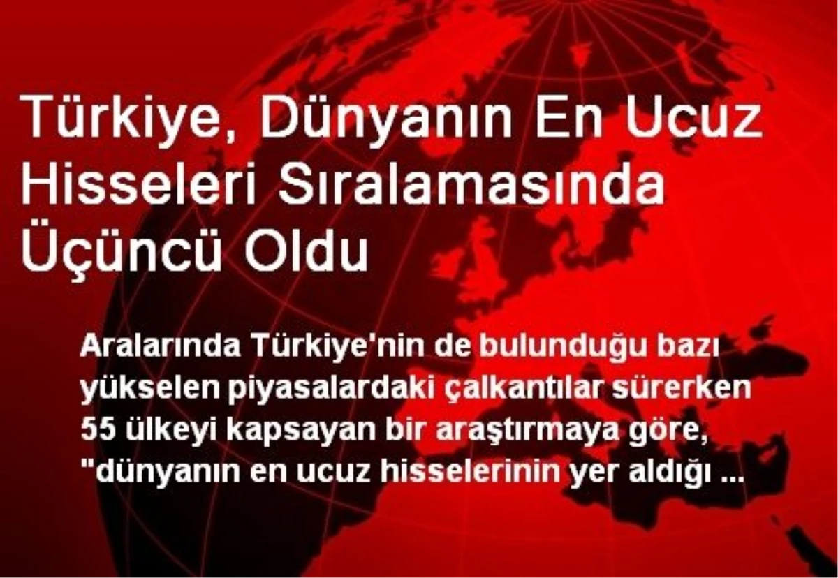 Türkiye, Dünyanın En Ucuz Hisseleri Sıralamasında Üçüncü Oldu