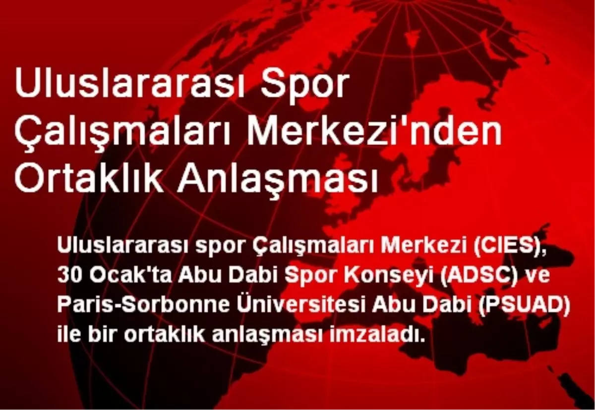 Uluslararası Spor Çalışmaları Merkezinden Ortaklık Anlaşması
