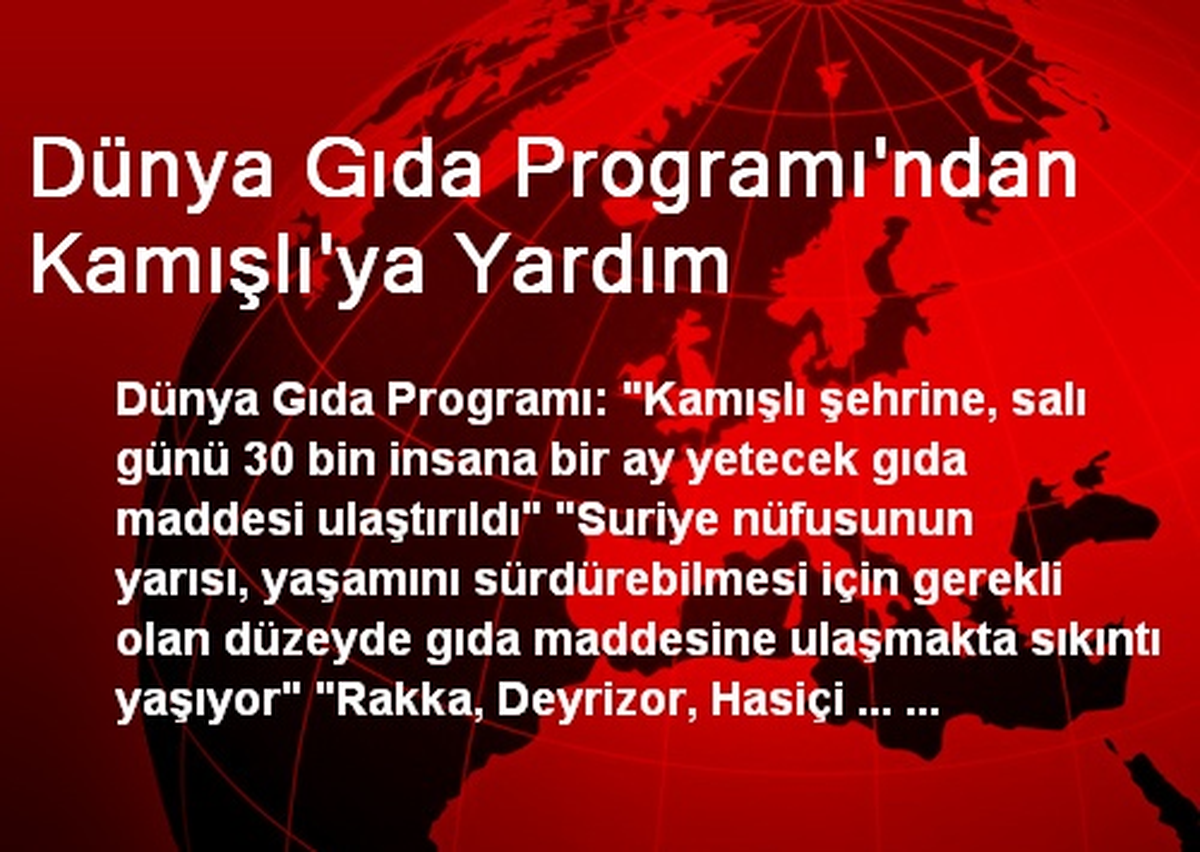 Dünya Gıda Programı\'ndan Kamışlı\'ya Yardım