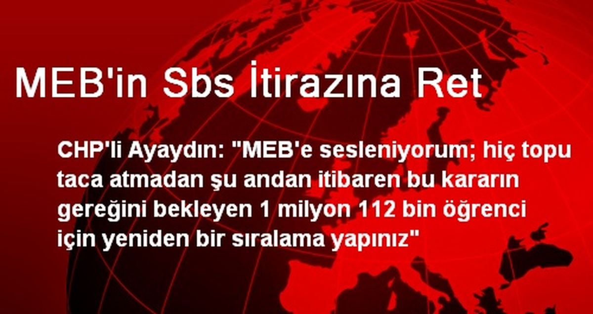 MEB\'in Sbs İtirazına Ret