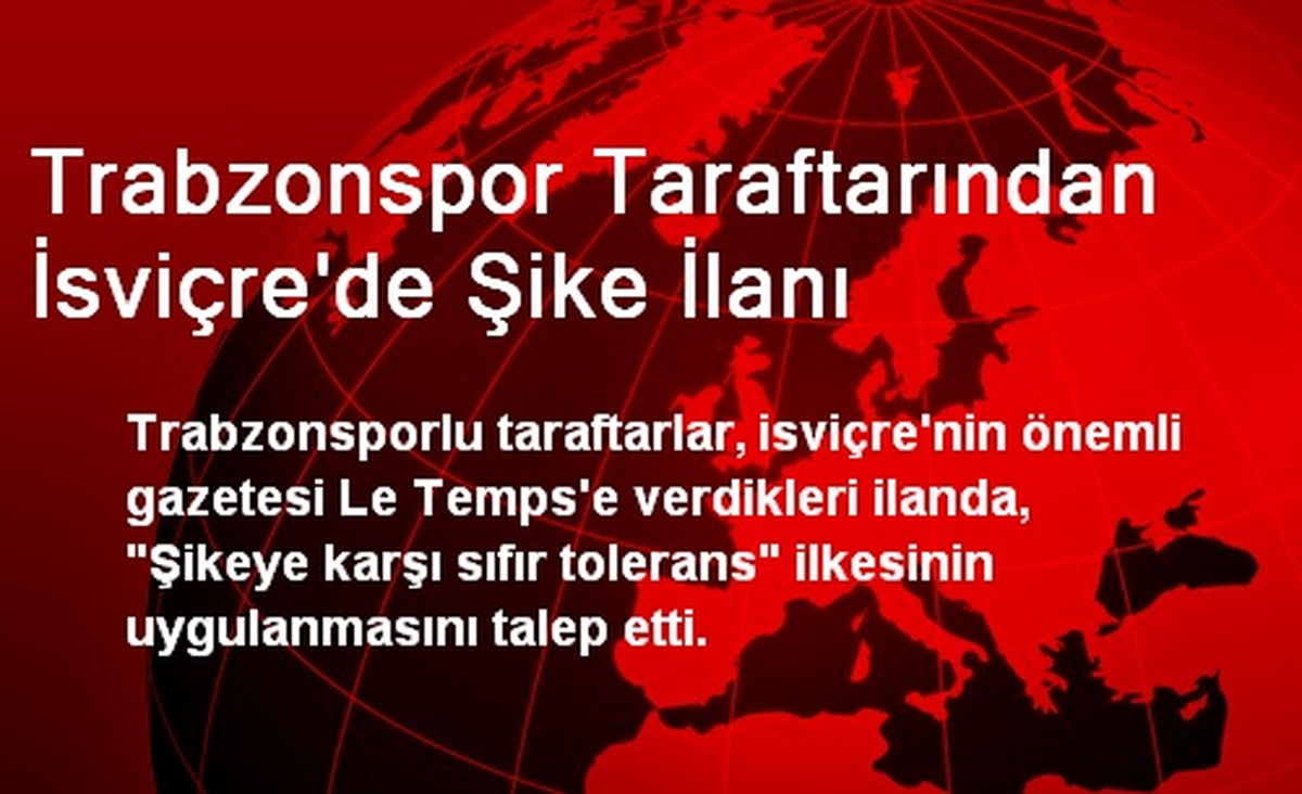 Trabzonspor Taraftarından İsviçre\'de Şike İlanı