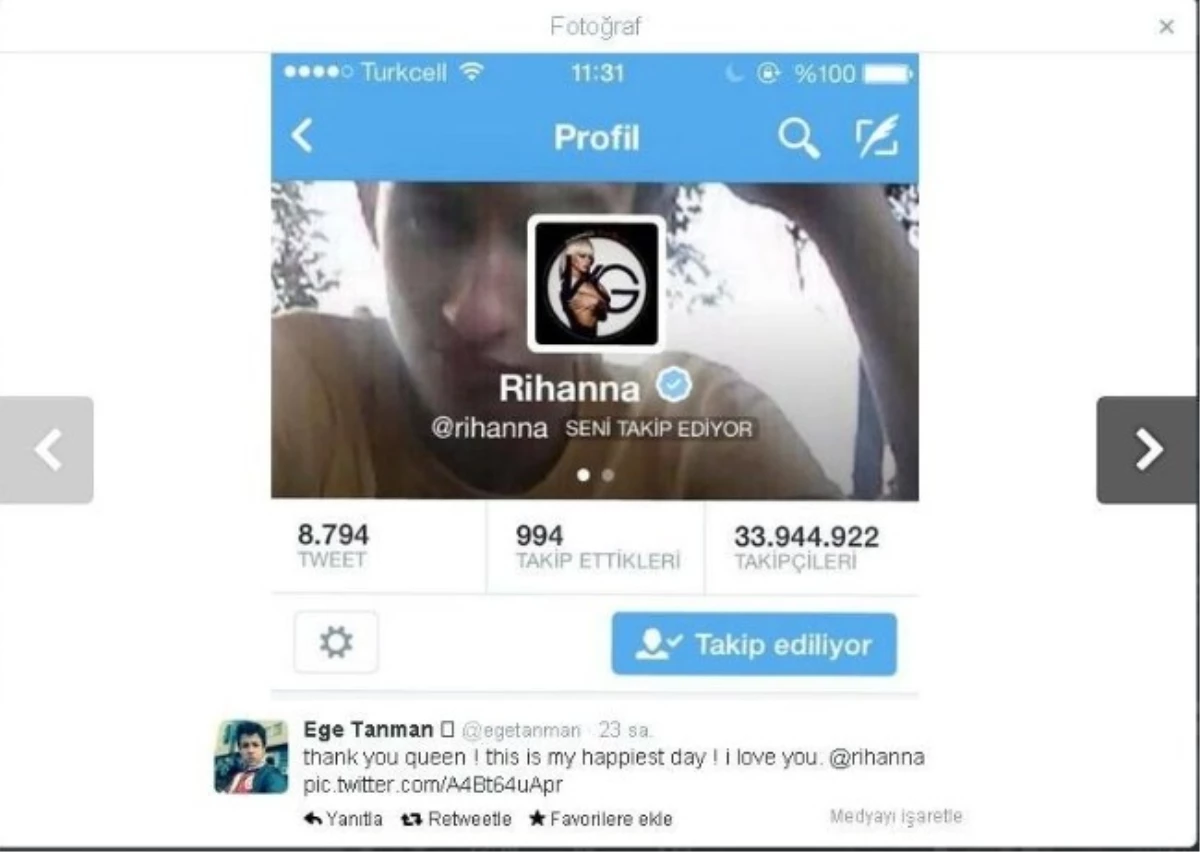 Rihanna\'nın Twitter\'da Takip Ettiği Bursalı Genç