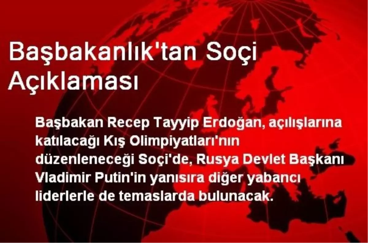 Başbakanlık\'tan Soçi Açıklaması