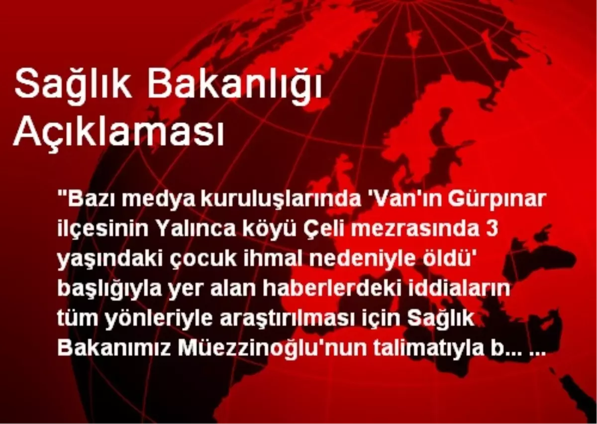 Sağlık Bakanlığı Açıklaması