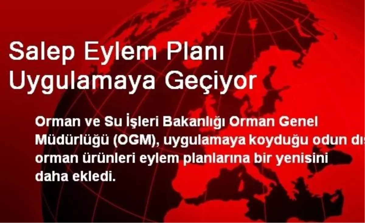 Salep Eylem Planı Uygulamaya Geçiyor