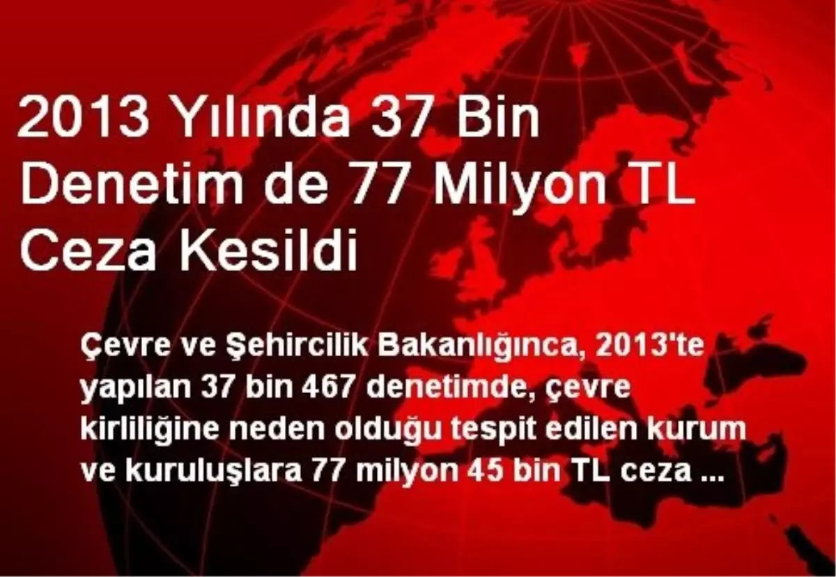 2013 Yılında 37 Bin Denetimde 77 Milyon TL Ceza Kesildi