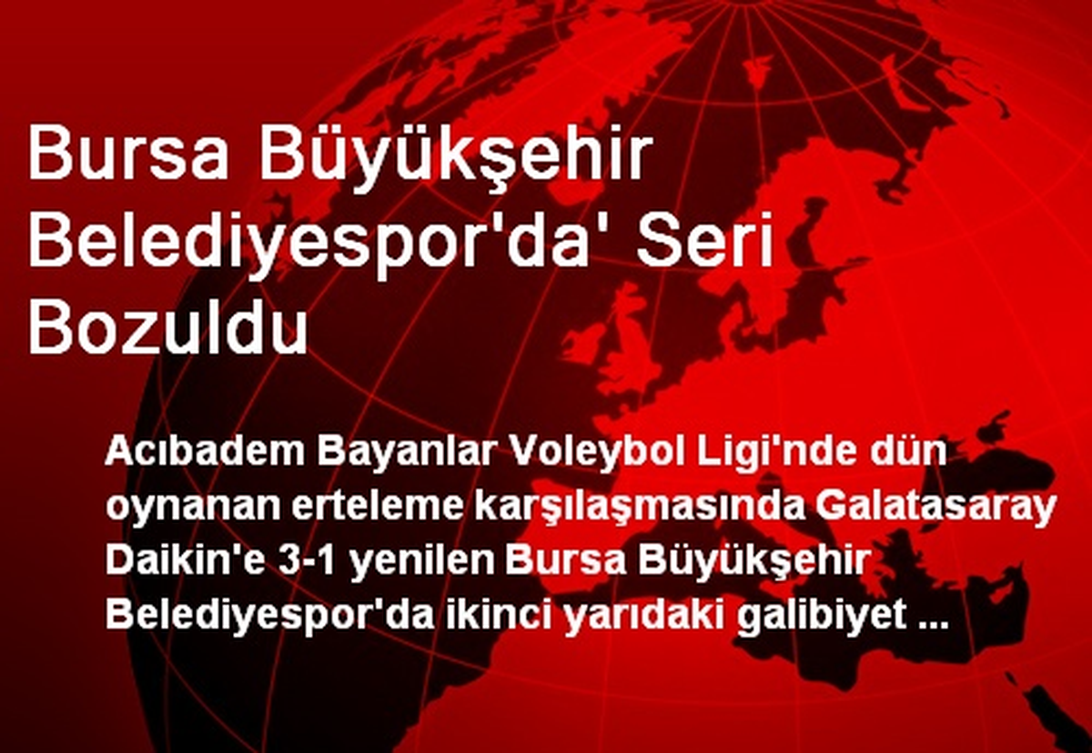 Bursa Büyükşehir Belediyespor\'da\' Seri Bozuldu