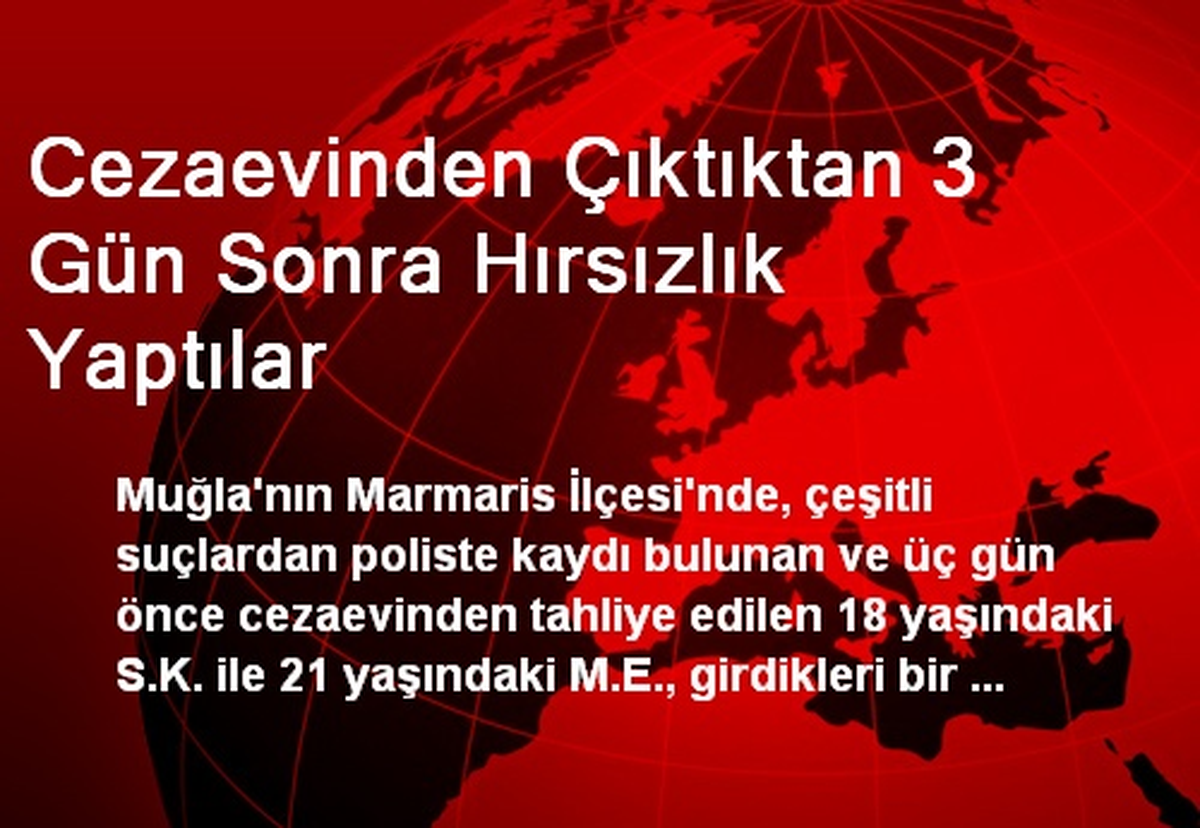 Cezaevinden Çıktıktan 3 Gün Sonra Hırsızlık Yaptılar