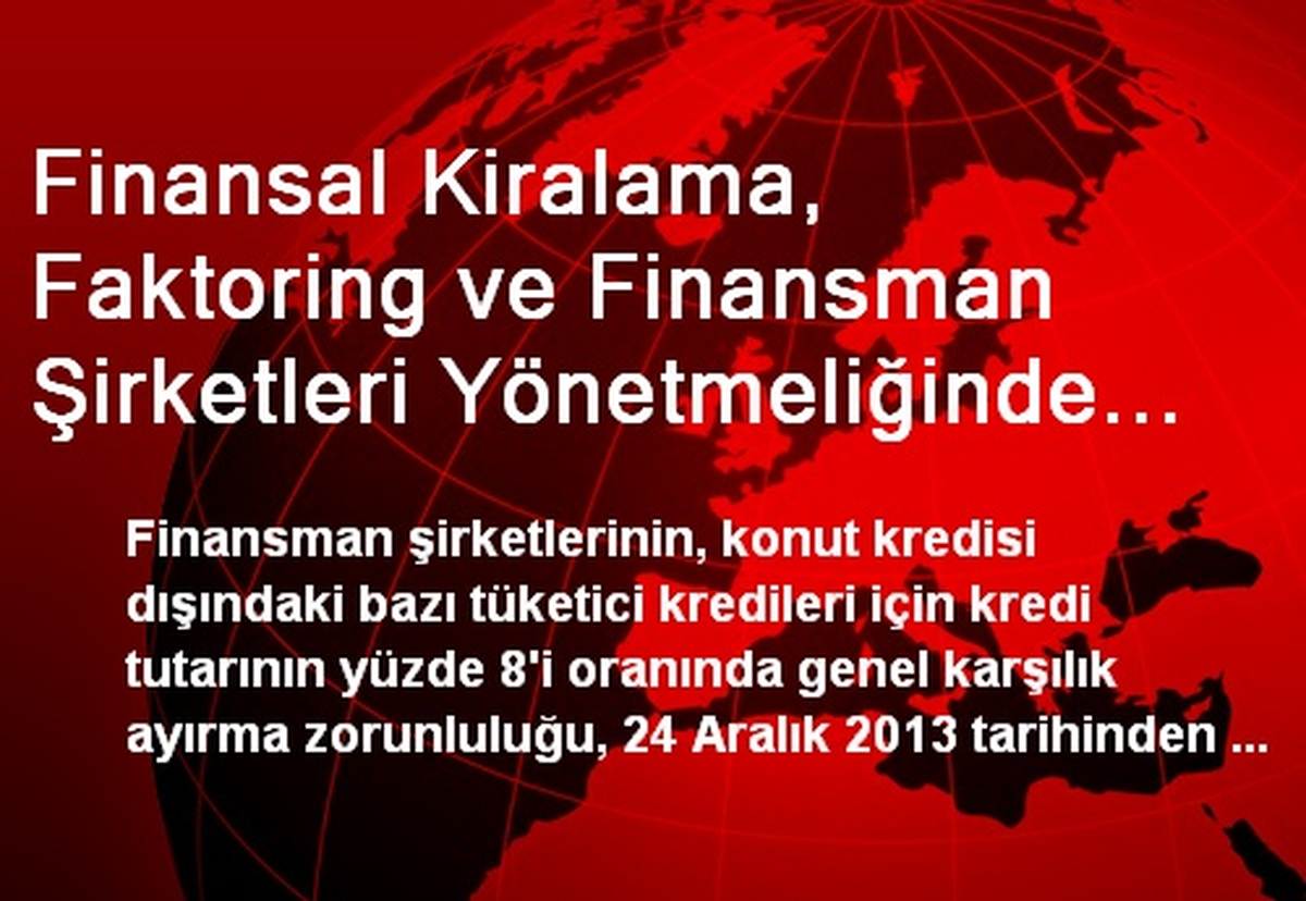 Finansal Kiralama, Faktoring ve Finansman Şirketleri Yönetmeliğinde Değişiklik