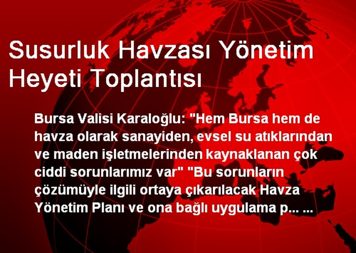 Susurluk Havzası Yönetim Heyeti Toplantısı