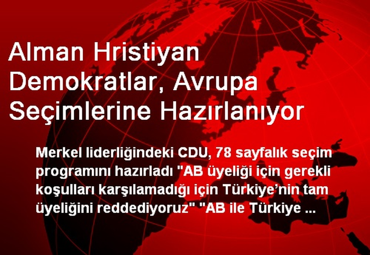 Alman Hristiyan Demokratlar, Avrupa Seçimlerine Hazırlanıyor