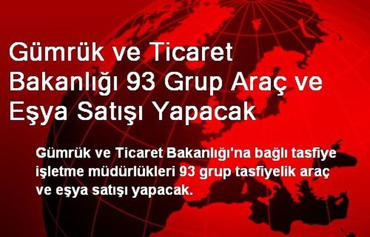 Bakanlık, 93 Grup Araç ve Eşya Satışı Yapacak