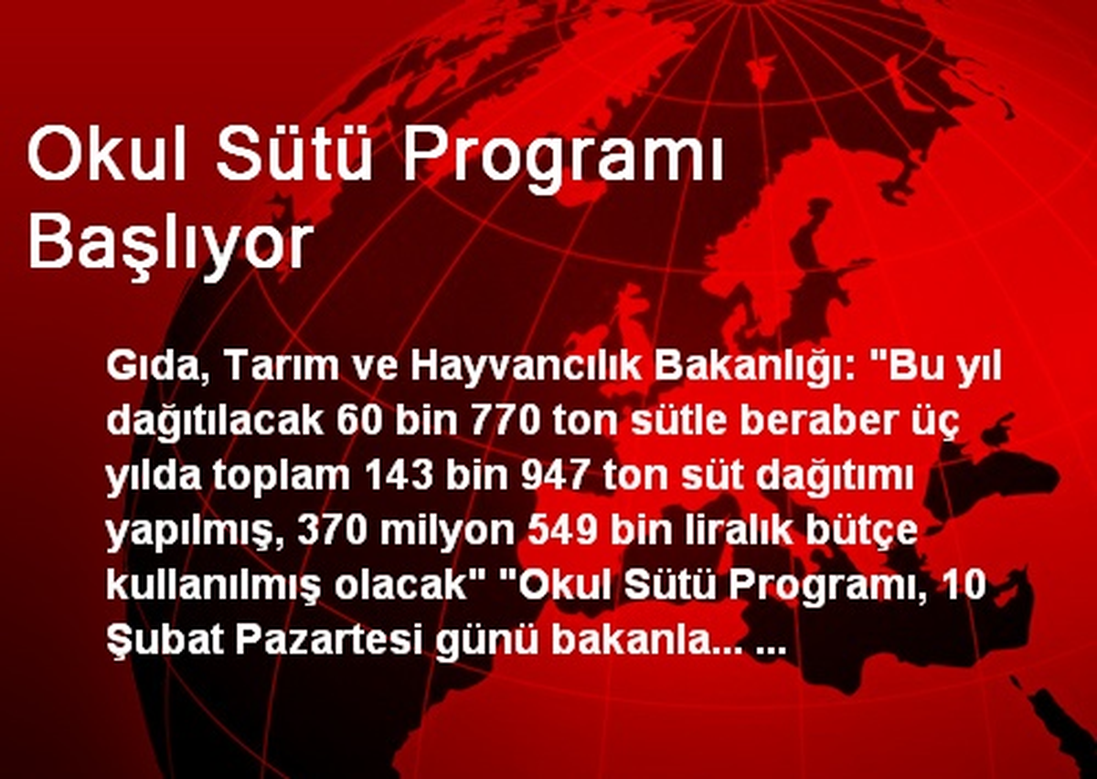 Okul Sütü Programı Başlıyor