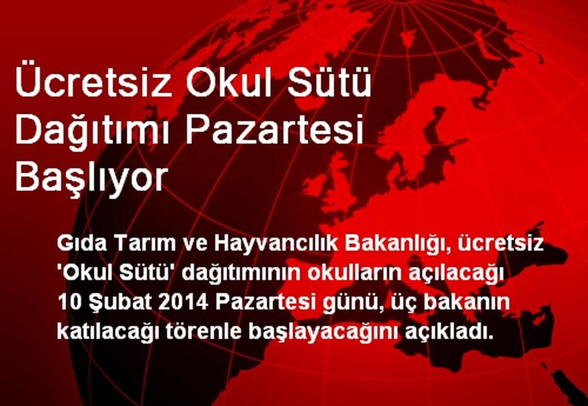 Ücretsiz Okul Sütü Dağıtımı Pazartesi Başlıyor