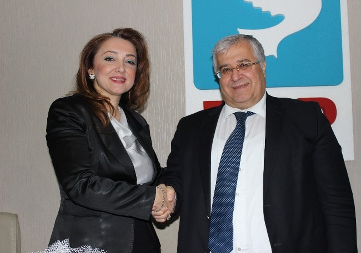 DSP Genel Başkanı Masum Türker, Nezaket Emine Atasoy\'u Kabul Etti