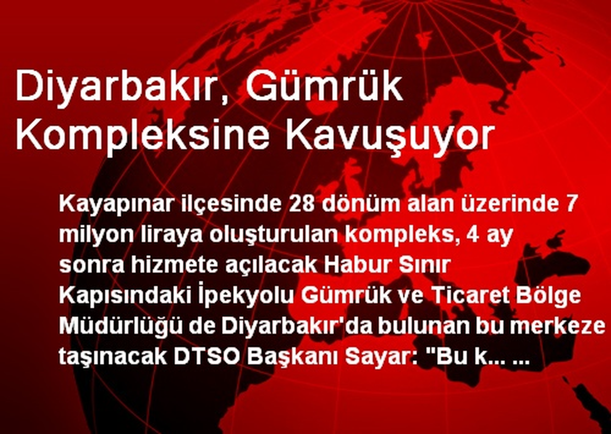 Diyarbakır, Gümrük Kompleksine Kavuşuyor