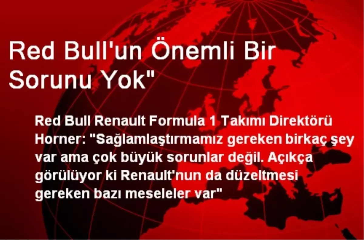 Red Bull\'un Önemli Bir Sorunu Yok"