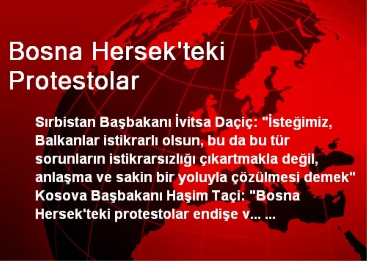 Bosna Hersek\'teki Protestolar