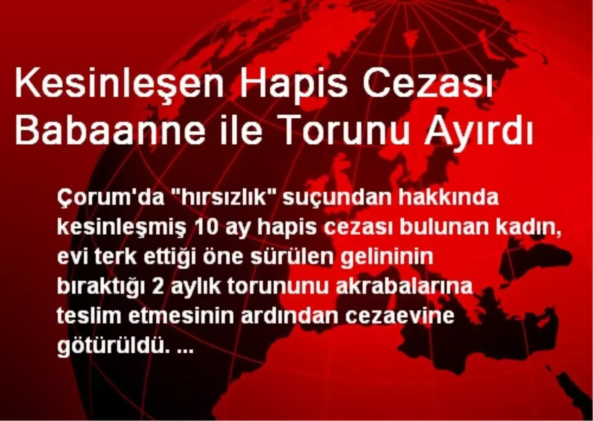 Kesinleşen Hapis Cezası Babaanne ile Torunu Ayırdı