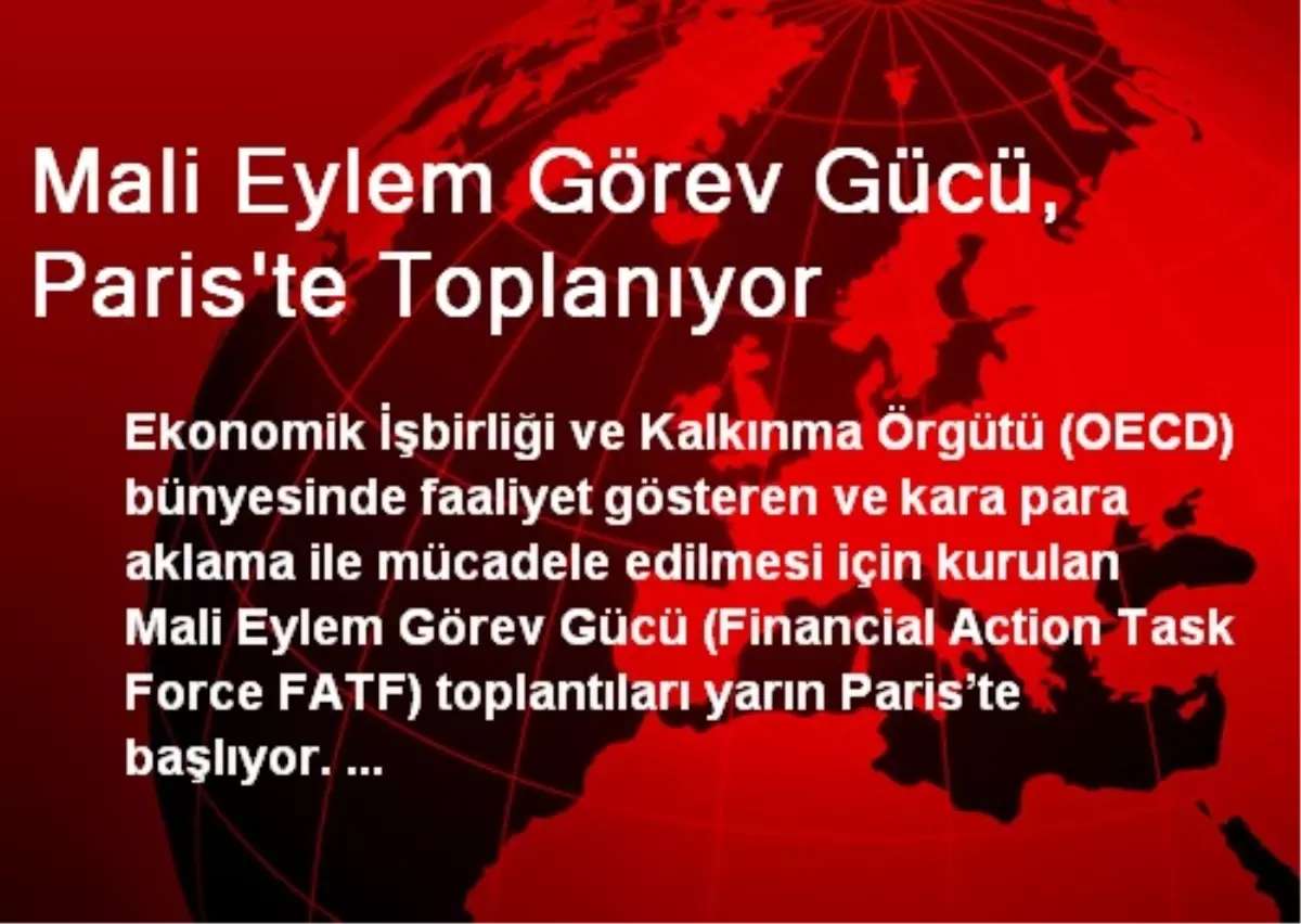 Mali Eylem Görev Gücü, Paris\'te Toplanıyor