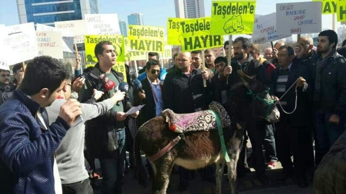 CHP Genel Merkezi Önünde Eşekli Protesto