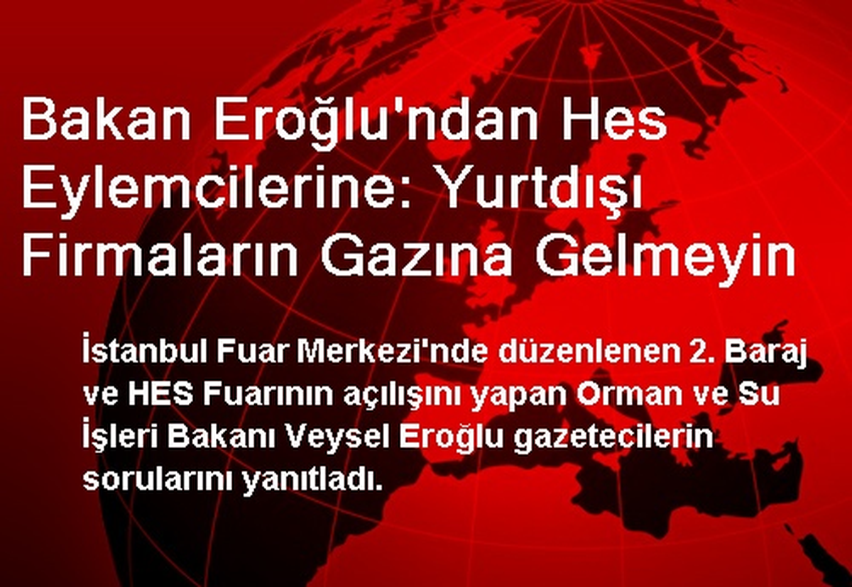 Bakan Eroğlu\'ndan Hes Eylemcilerine: Yurtdışı Firmaların Gazına Gelmeyin