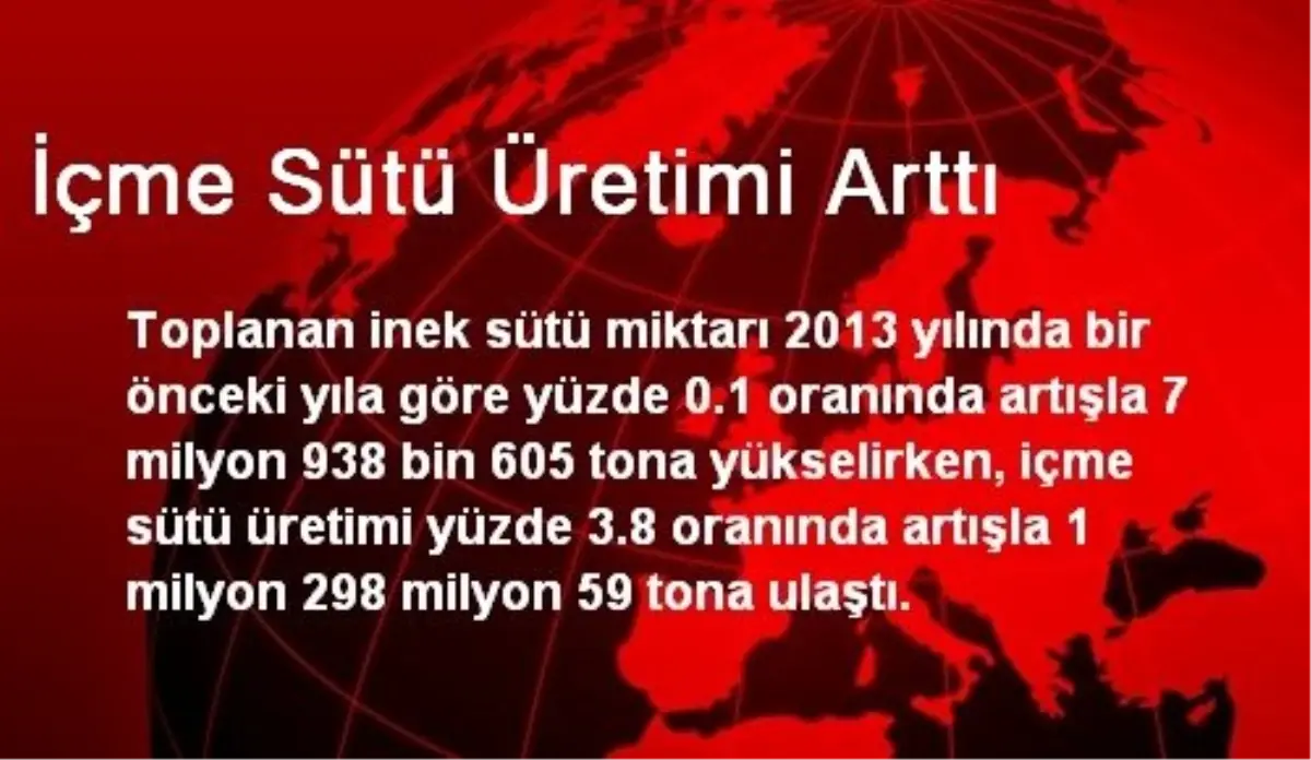 İçme Sütü Üretimi Arttı