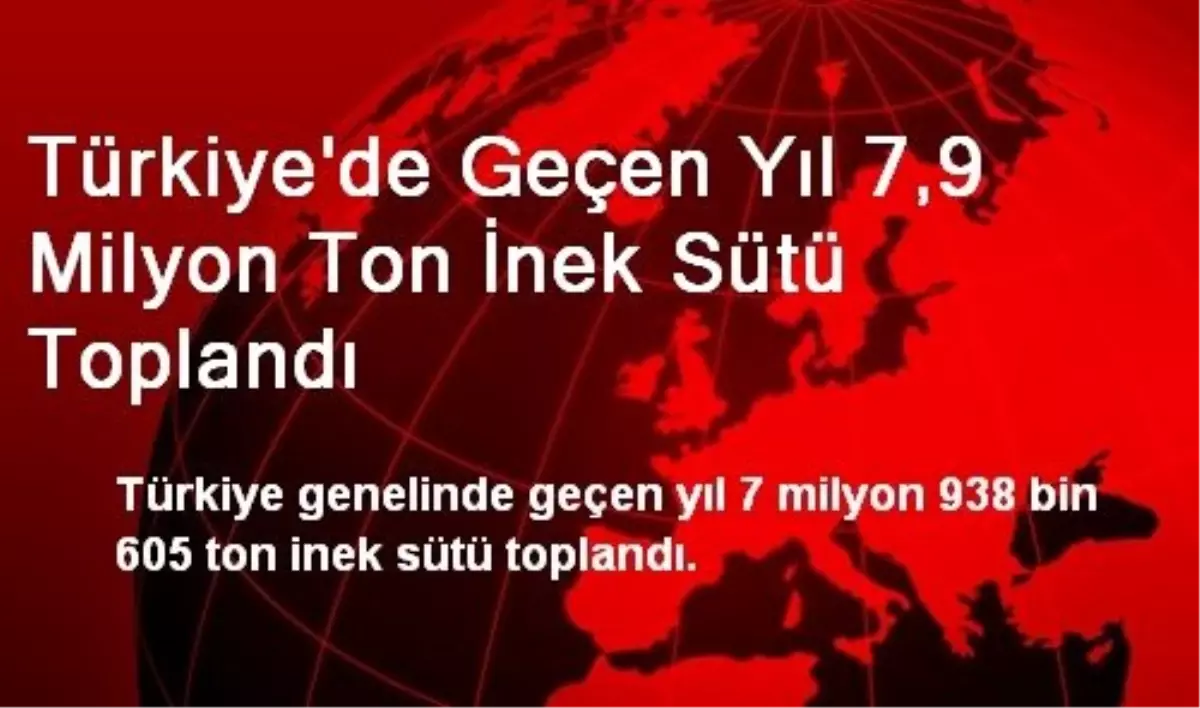 Türkiye\'de Geçen Yıl 7,9 Milyon Ton İnek Sütü Toplandı