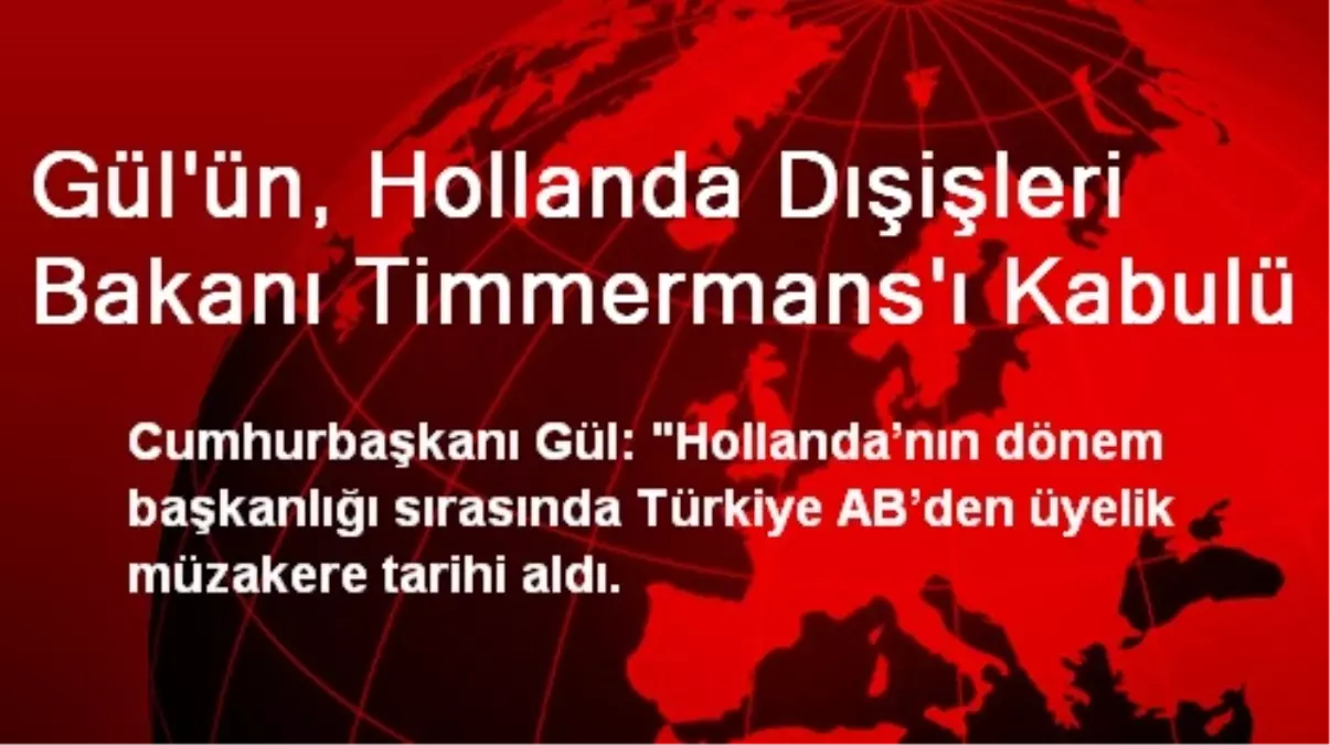 Gül\'ün, Hollanda Dışişleri Bakanı Timmermans\'ı Kabulü