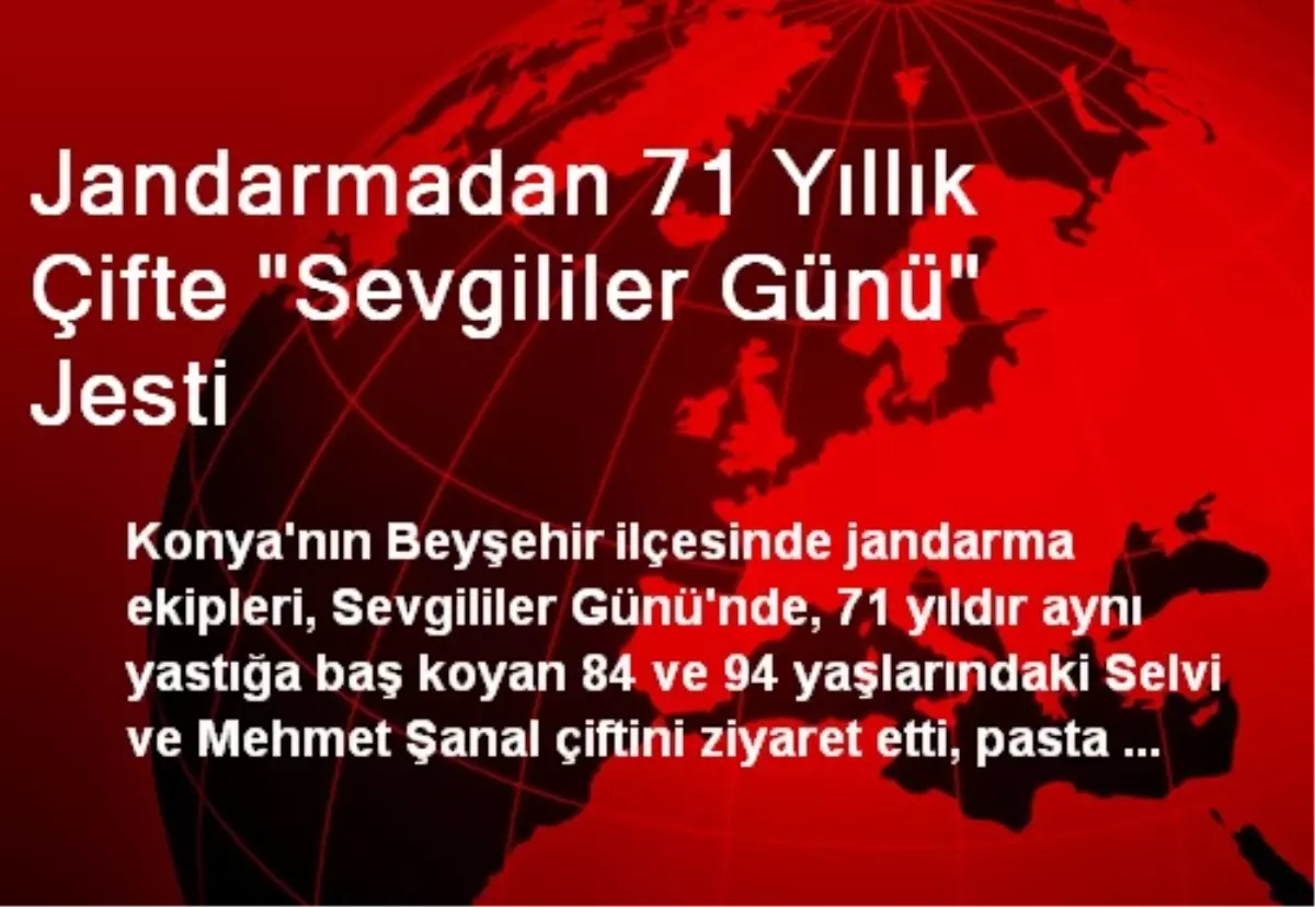 Jandarmadan 71 Yıllık Çifte "Sevgililer Günü" Jesti