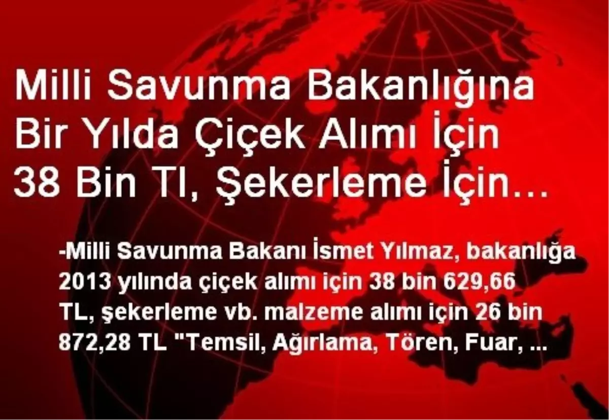 Milli Savunma Bakanlığına Bir Yılda Çiçek Alımı İçin 38 Bin Tl, Şekerleme İçin 26 Bin TL Ödendi