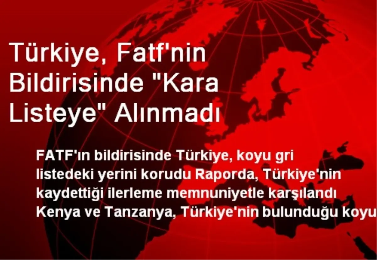 Türkiye, Fatf\'nin Bildirisinde "Kara Listeye" Alınmadı