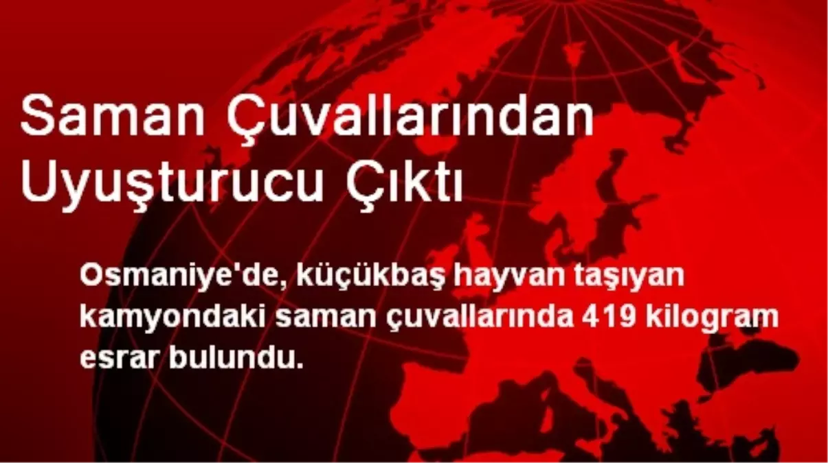 Saman Çuvallarından Uyuşturucu Çıktı