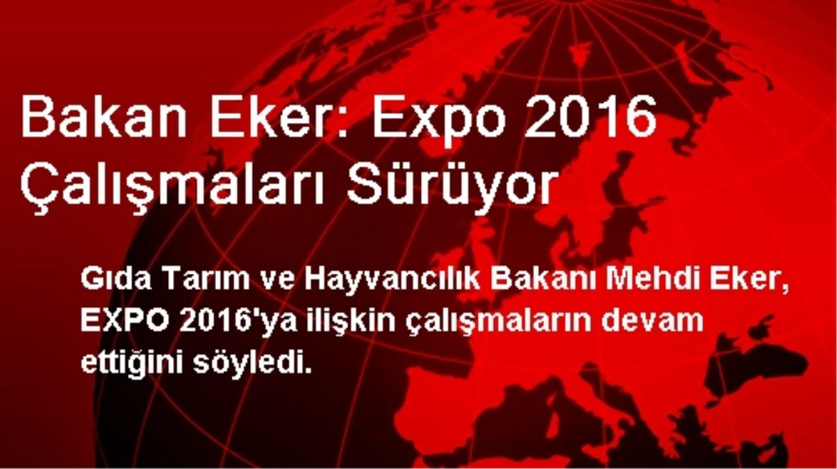 Bakan Eker: Expo 2016 Çalışmaları Sürüyor