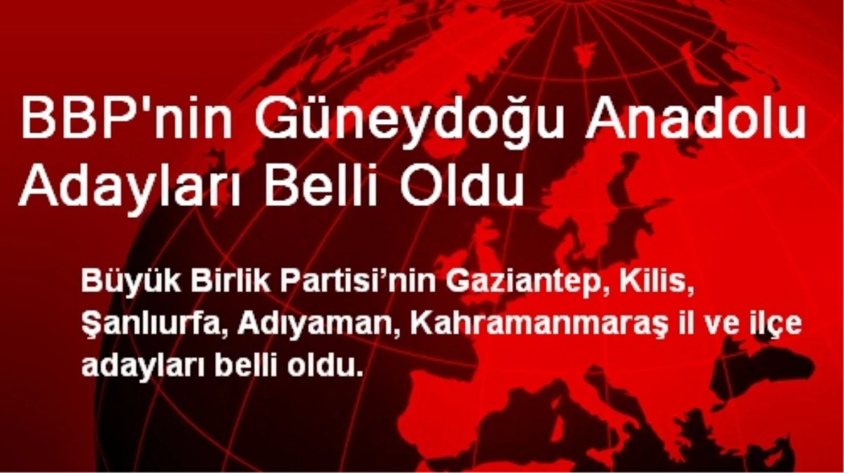 BBP\'nin Güneydoğu Anadolu Adayları Belli Oldu