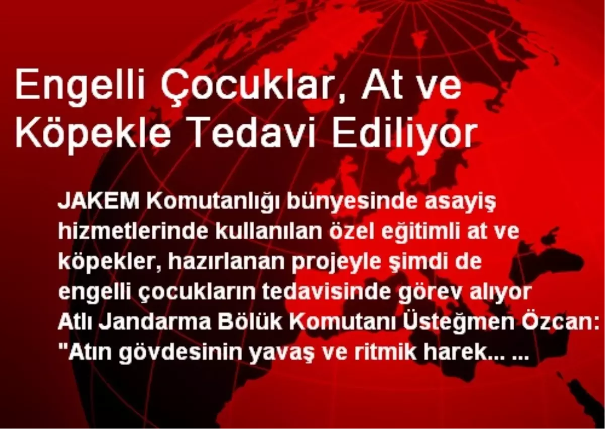 Engelli Çocuklar, At ve Köpekle Tedavi Ediliyor